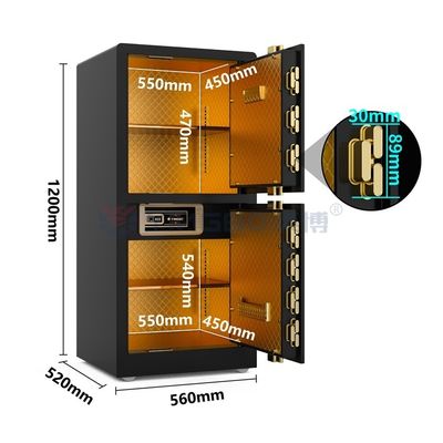 H1200mm Doppel-Alarm Doppeltürer Safe Biometrischer Safe Schwarz