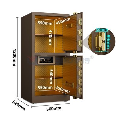 95 kg Smart Home Safe Fingerabdruck Schloss Doppeltür YB/RS-120D Kaffee