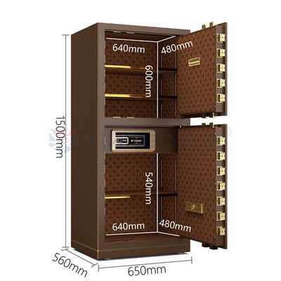 120 kg Patentierte Schrauben Doppel-Alarm Biometrischer Safe Box Fingerabdrucksperre YB/N7-150D Kaffee