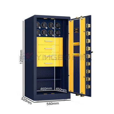 Smart Solid Stee Biometrische Schmuckkasten mit Doppel-Alarm Uhr Winder und Safe
