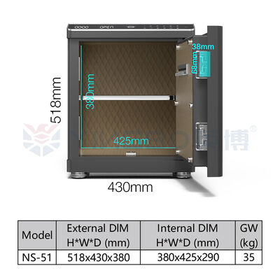 Solide Stahl Smart Safe Box mit Bewegungssensor für Schubladen und biometrischem Schloss, Dual-Alarm