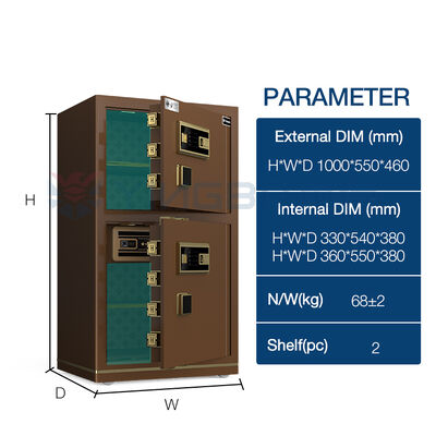 High Quality Double‑Door Safe Full Leather Lining Adjustable Shelves Home Safes Commercial Safe For Valuables Storage